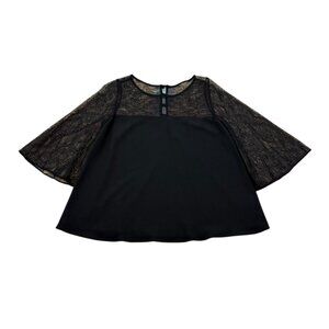 Women’s Cooper & Ella Black Lace Yoke Short Sleeve Top